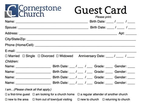 Free Church Connection Card Template Word Printable Templates