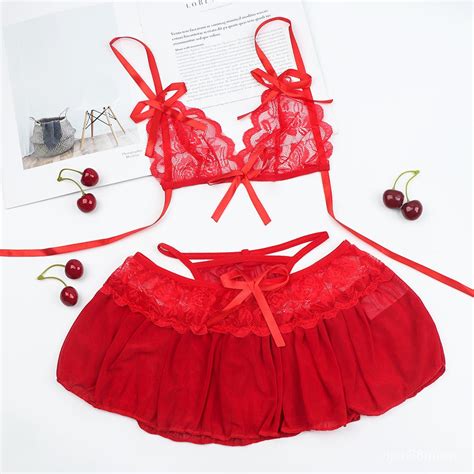 1 Set Sexy Lingerie Hot Dress Underwear Lace Set Black Red Erotic