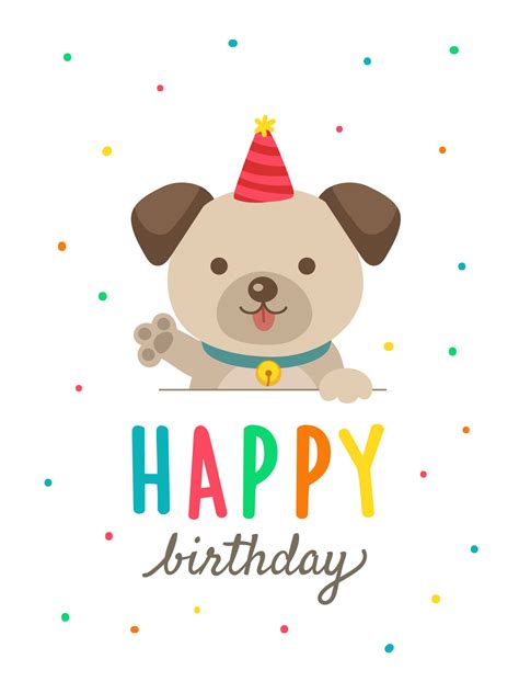 Birthday Cards With Cute Cartoon Dog 556225 Vector Art At Vecteezy