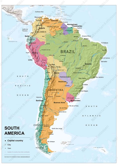 Zuid Amerika Kaart Staatkundig 1516 Kaarten En Atlassennl