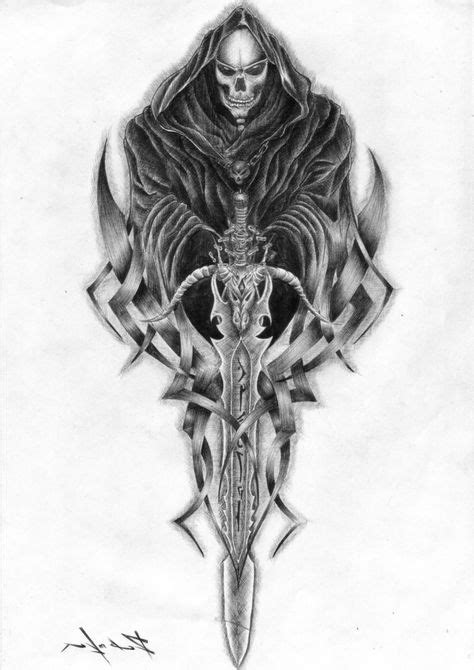 Grim Reaper Scythe Tribal Tattoos Sandsteel