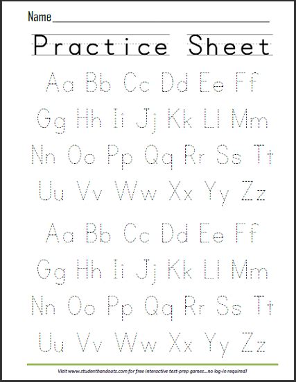 Abcs Dashed Letters Alphabet Writing Practice Worksheet Student Handouts