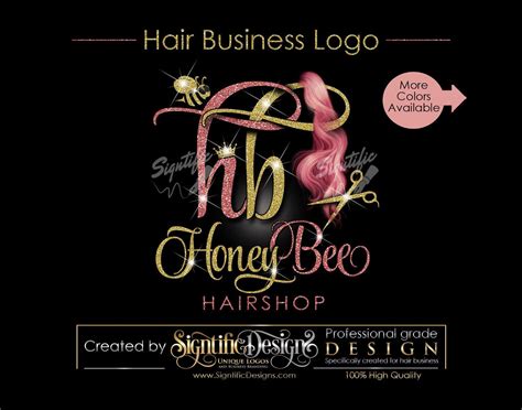 Hair Extensions Business Logo Glitter Bling Logo Rose Gold Etsy In