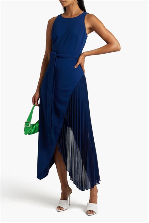 Badgley Mischka Plissé Chiffon And Crepe Midi Dress Sale Up To 70 Off The Outnet