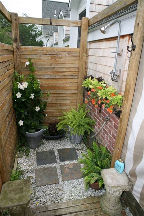 Boston loft furnishings molera oiled eucalyptus in rich, dark finish outdoor shower. Summer farmhouse outdoor shower - 33 great ideas that will ...
