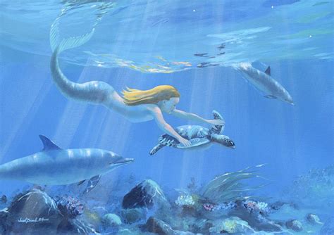 Mermaid Fantasy Painting By Janet Biondi