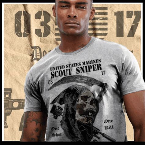 Marine Corps Sniper Grim Reaper With Hash Marks T Shirt
