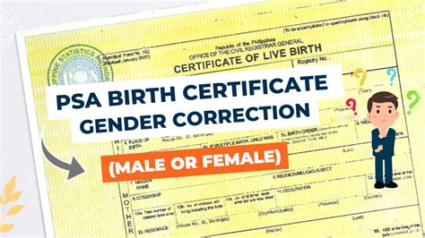 paano ipa correct ang psa birth certificate gender youtube