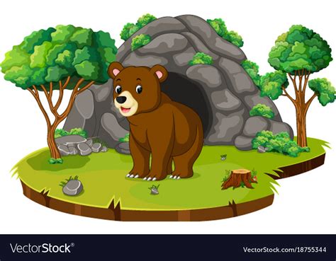 Bear In Front Of The Cave Royalty Free Vector Image
