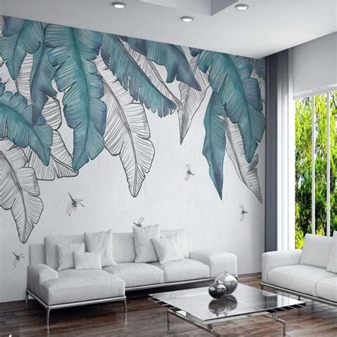 3d Nordic Watercolor Tropical Leaves Wall Murals Art Wall Mural Decal