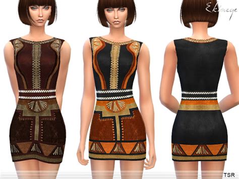 The Sims Resource Patchwork Suede Dress By Ekinege • Sims 4 Downloads