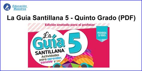 Los materiales es gratis para descargar. La Guía Santillana 5 para el Profesor en PDF (Quinto Grado ...