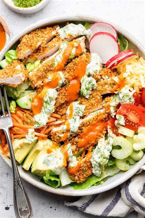 Crispy Buffalo Ranch Chicken Salad All The Healthy Things