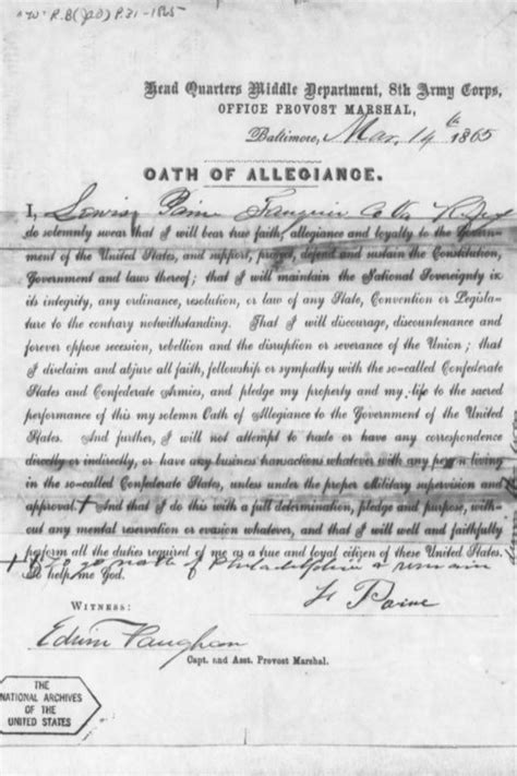 Oath Of Allegiance Document Signed By Lewis Powell Lewis Powell