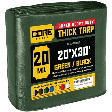 Core Tarps 20 Ft X 30 Ft Green And Black Polyethylene Heavy Duty 20