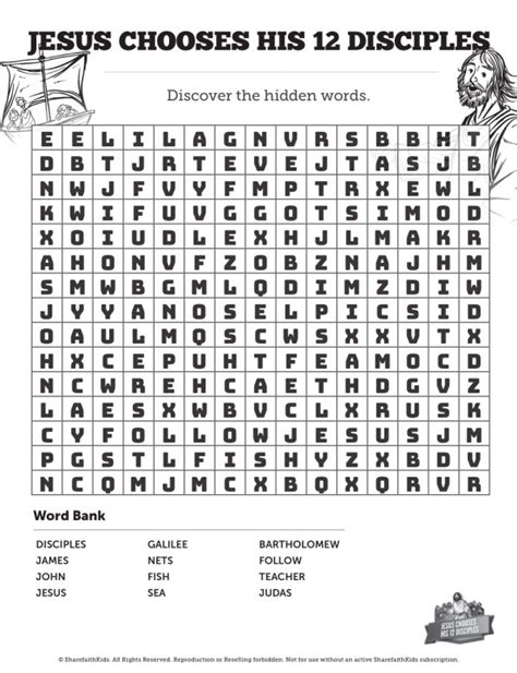 Jesus Chooses His 12 Disciples Bible Word Search Puzzles Clover Media
