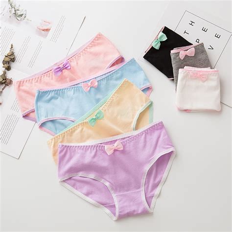 Teenage Lace Pants Underpants Floral Young Girl Briefs Candy Colors For