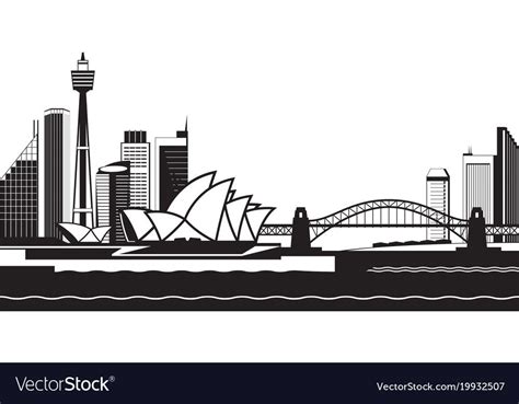 Sydney Skyline By Day Vector Image On Vectorstock In 2022 Sydney