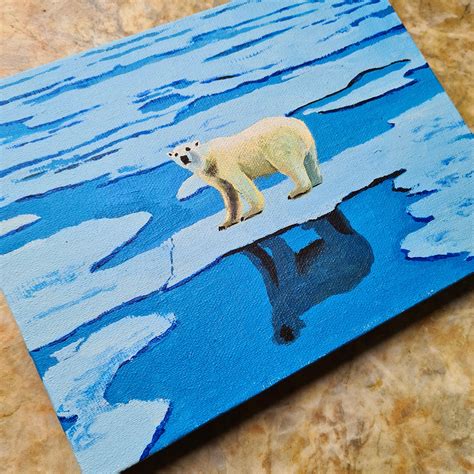 Polar Bear Painting Original Wall Art Acrylic On Canvas Home Etsy