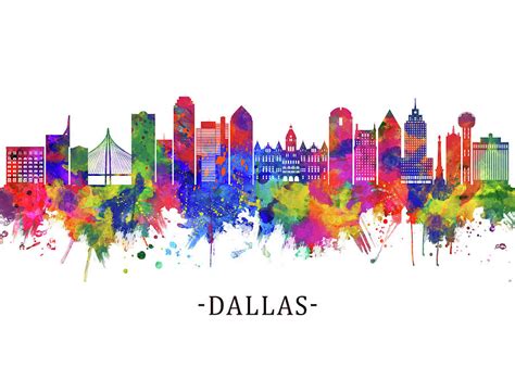 Dallas Texas Skyline Mixed Media By Nextway Art Fine Art America