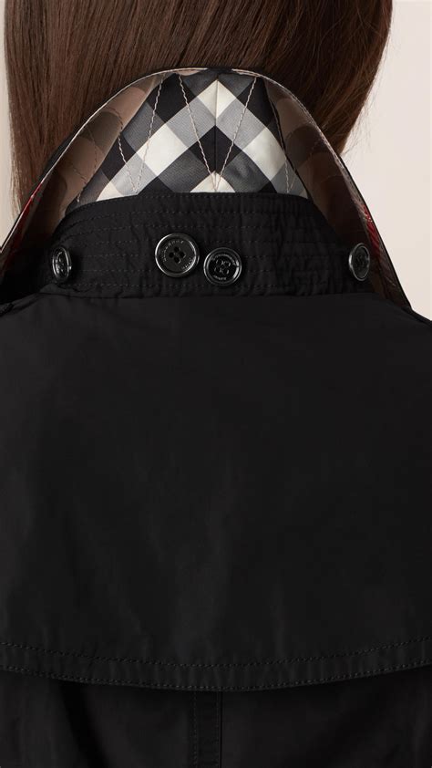 Burberry Hooded Taffeta Trench Coat In Black Lyst Uk
