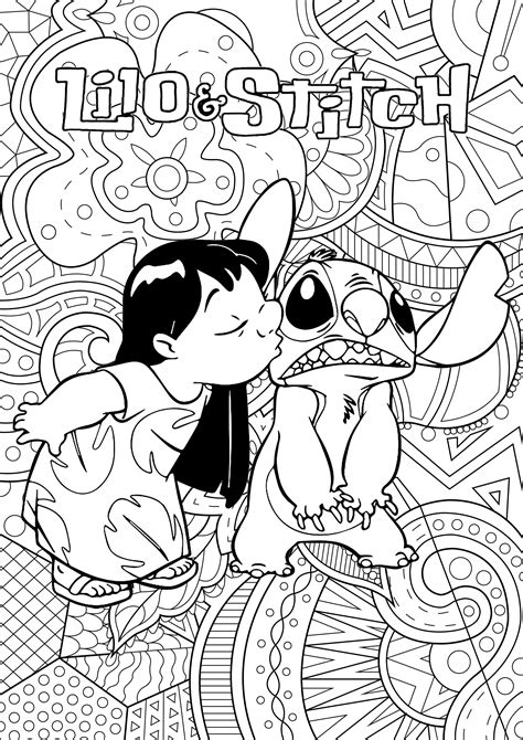 Lilo And Stitch Disney Coloring Pages With Complex Background