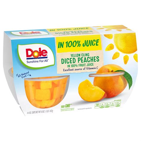 Dole Fruit Bowls Diced Peaches In 100 Juice Shop Peaches Plums