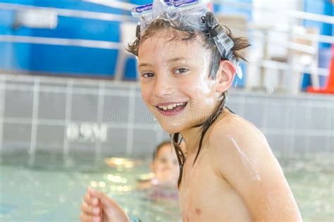 Young Happy Smiling Boy In Water Pool Stock Image Image Of Lifestyle