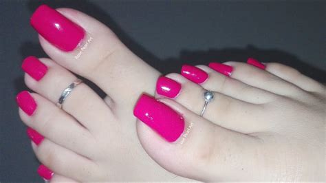 Painting My Natural Long Toe Nails Hot Pink Pedicure Paint Your Toe
