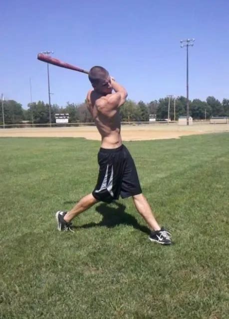 Shirtless Male Hunk Athletic Jock Baseball Player Muscular Dude Photo