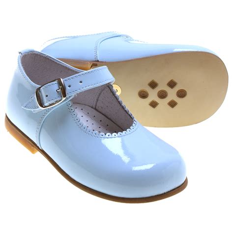 Genuine leather, leather, leather italy, patent leather. Girls Baby Blue Patent Mary Jane Shoes Scallop Rim ...