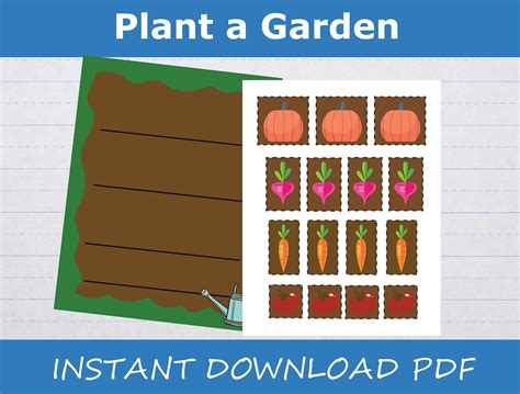 Plant A Garden Kids Printable Craft Instant Download Earth Day Spring