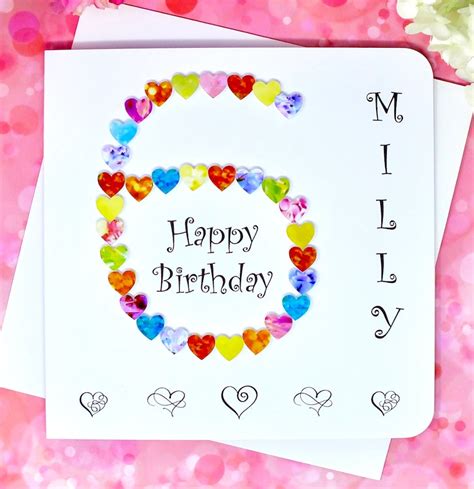 6th Birthday Card Personalised And Handmade Age 6 Card Etsy