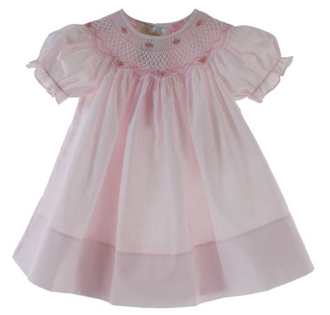 Toddler Girls Pink Smocked Dress With Pink Flowers
