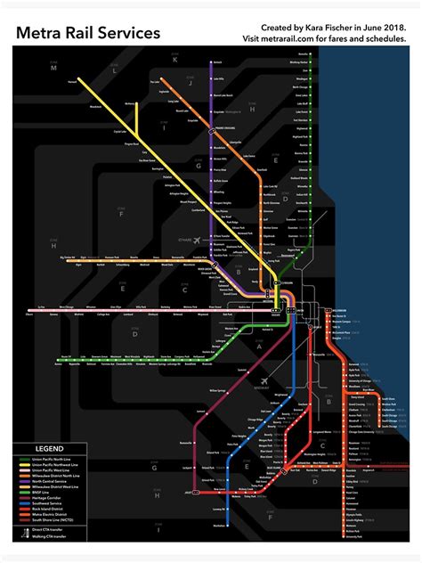 Metra System Map Advanced Sticker For Sale By Thetransitgirl