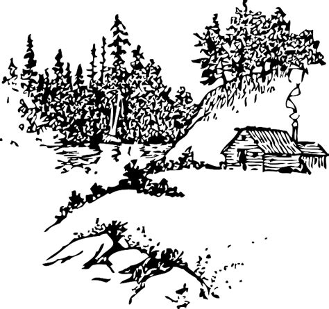 Log Cabin Clip Art Mountain Stream Png Download 640601 Free