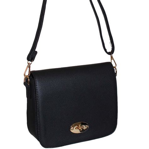 Black Flap Over Handbag Adjustable Shoulder Strap Uk