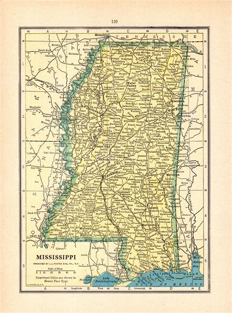 1931 Antique Mississippi State Map Vintage Map Of Mississippi Gallery