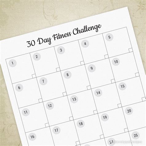 30 Day Fitness Challenge Printable Moderntype Designs