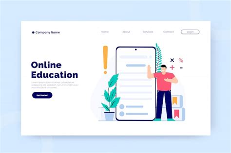 Premium Vector Online Education Landing Page Template