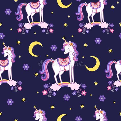 Vector Seamless Pattern With Unicorns Background Picture With A