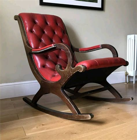 Vintage Leather Chesterfiled Rocking Chair In Sheffield South
