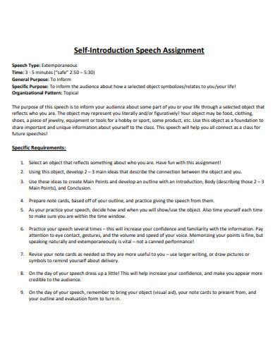 5 Minute Self Introduction Speech Examples Format How To Compose Pdf