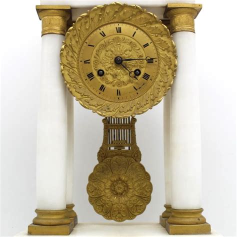 Antique Restoration Pendulum Mantel Clock Ormolu In Bronze And Marble