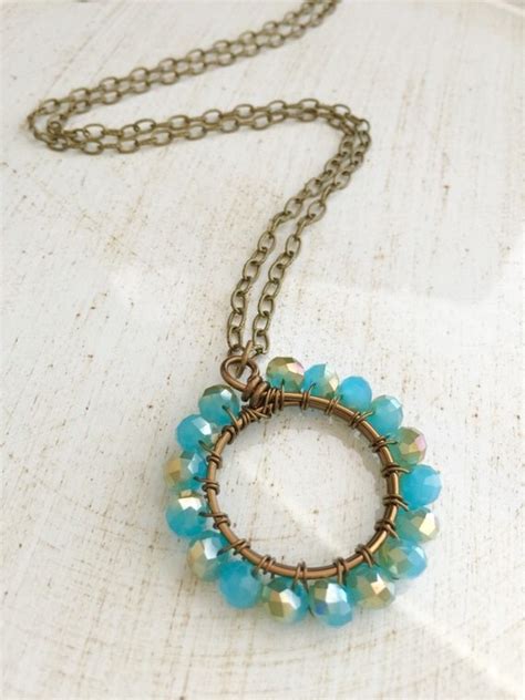 Items Similar To Wire Wrapped Crystal Brass Necklace On Etsy