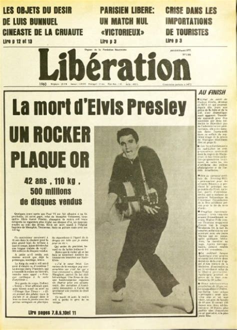 Le Mur Du Son La Mort Delvis La Une De Libération 1977