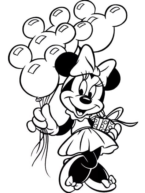 colouring page Birthday Minnie Mouse | coloringpage.ca