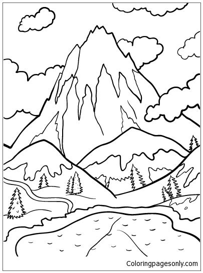 Download and print these mountain coloring pages for free. Lake And Mountains Coloring Pages - Nature & Seasons ...