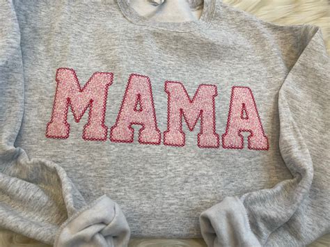 Mama Embroidered Pink Floral Applique Sweatshirt Simple Mama Etsy