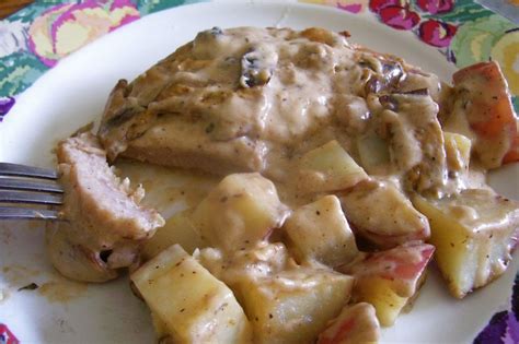 I started this recipe using cream of mushroom soup which of course has mushrooms. Pork Chops and Potatoes with Mushroom Gravy | Recipe | Pork chops and potatoes, Pork chops ...